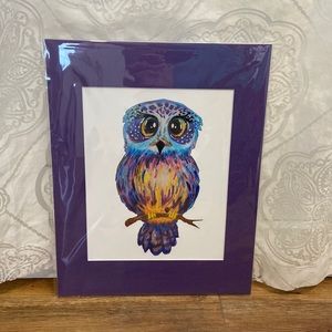 Piper the Owl print - hand drawn and painted